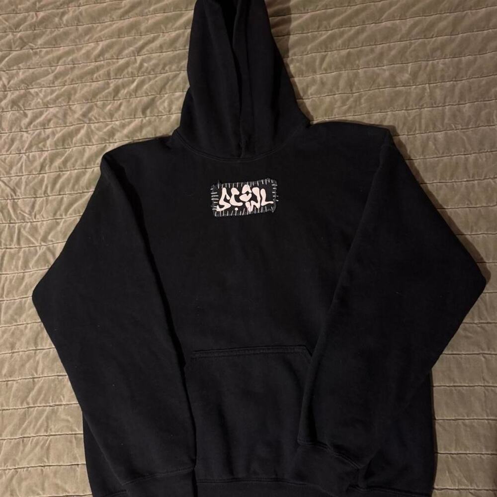 Scowl sewn patch hoodie on